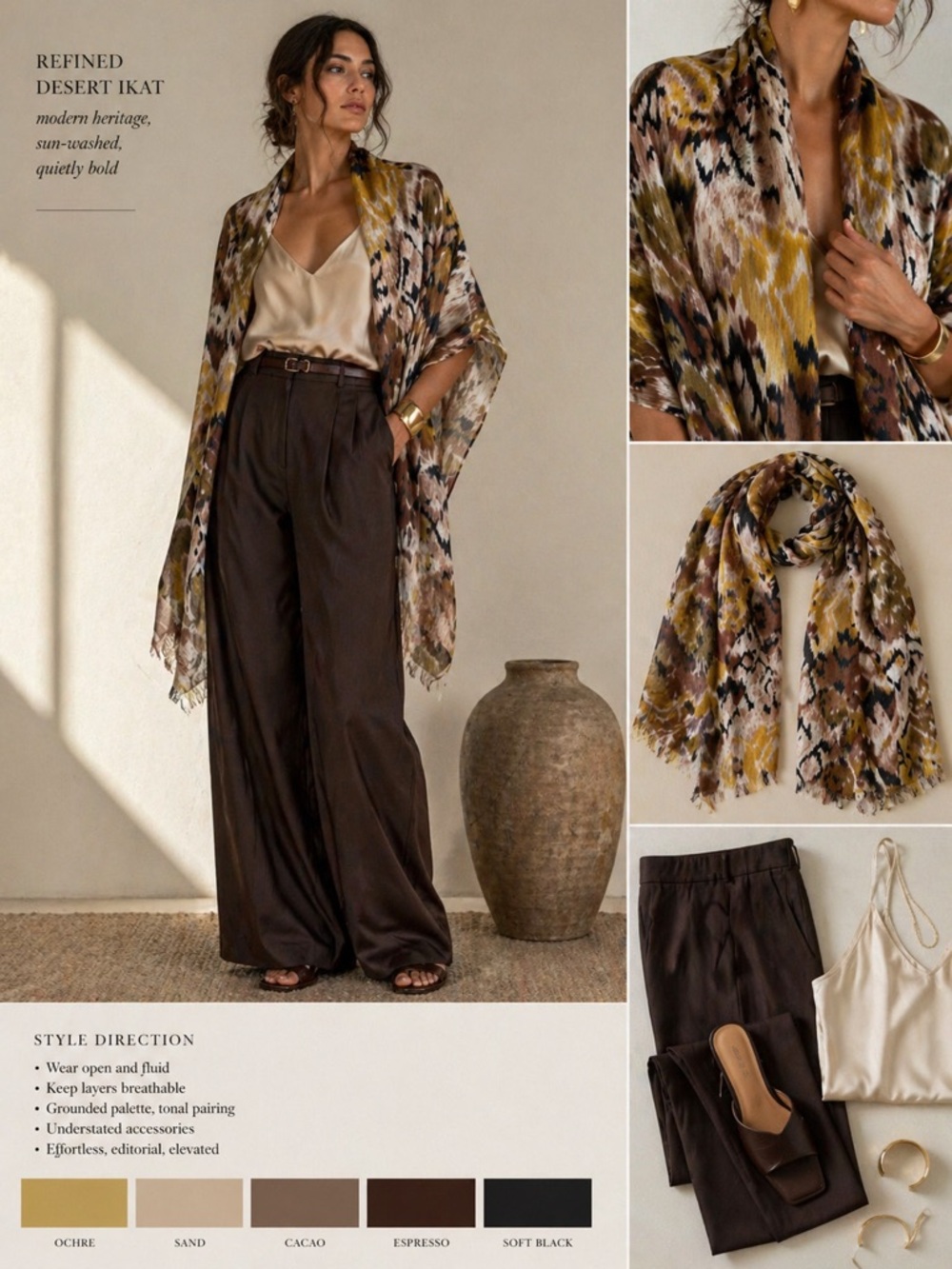 Roots | Abstract Ikat Cotton Scarf | O/S - Picture 9 of 9